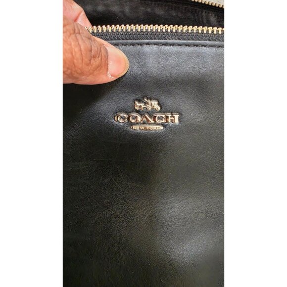 Coach Black Leather Tote Crossbody Shoulder Bag Dual Straps & Gold Hardware - Picture 8 of 11